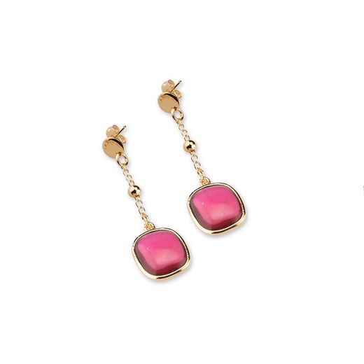 Bronze Earrings 5cm Sovrani J7905 Annette Gold Cat's Eye Fuchsia