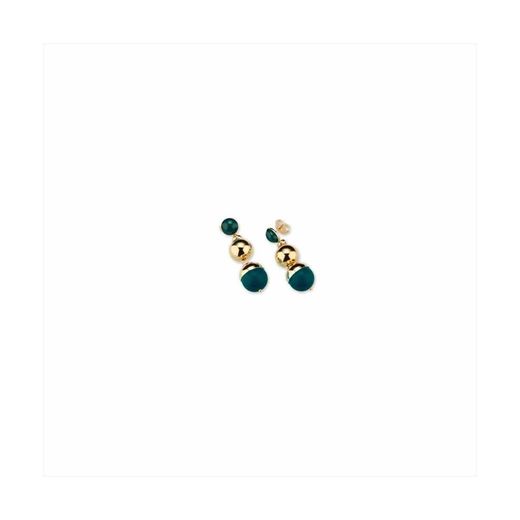 Pendientes Bronce 5cm Sovrani J8902 Dorado Agatas Verdes