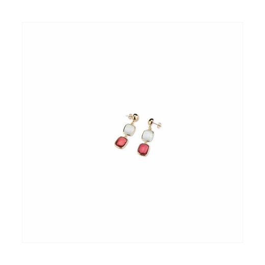 Arracades Bronze 5cm Sovrani J9070 Daurat Brigitte Pedres Blanques Vermelles
