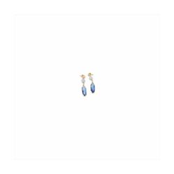 Brincos de Bronze 6cm Sovrani J8523 Flor Dorado Cristal Azul