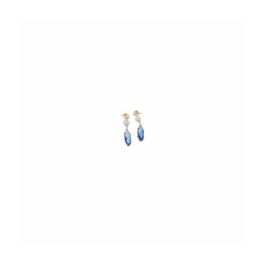 Bronze Earrings 6cm Sovrani J8523 Fleur Dorado Blue Crystal
