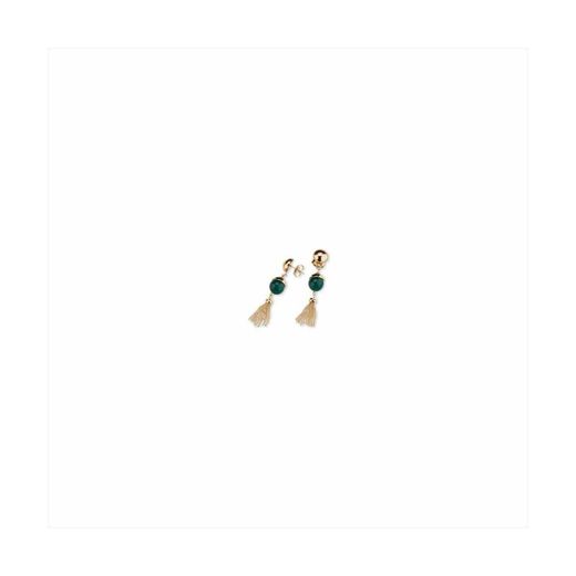 Bronze Earrings 6cm Sovrani J8925 Golden Green Agates
