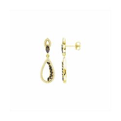 Pendientes Bronce Dorado E23019CF Piedras Negras Circonitas