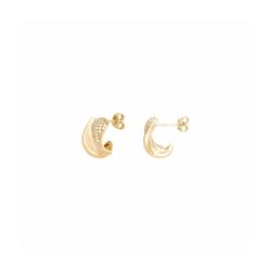 Pendientes Bronce Dorado Mujer E26112GP Medio Aro C. Circonitas