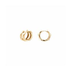 Pendientes Bronce Dorado Mujer E26115GP Aro C. Cortes Rectos En Brillo