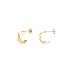 Pendientes Bronce Dorado Mujer E26116GP Medio Aro Cortes Recto