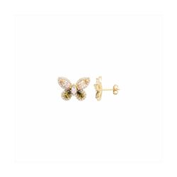 Pendientes Bronce Dorado Mujer E26245CP Mariposa C. Circonitas
