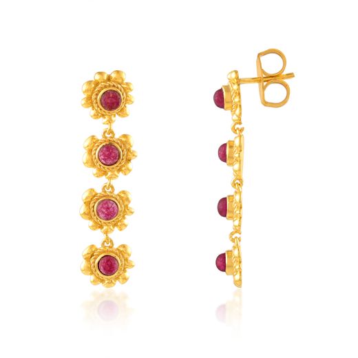 Pendientes Bronce Dorado Mujer PBM0031DORU Piedras Minerales Rubí