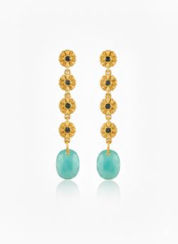 Pendientes Bronce Dorado Mujer PBM0032DOCA Piedras Minerales Calcedonia