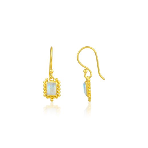 Pendientes Bronce Dorado Mujer PBM0035DOPL Colgante Piedras Minerales Piedra Luna