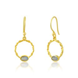 Pendientes Bronce Dorado Mujer PBM0037DOLA Colgante Piedras Minerales Labradorita