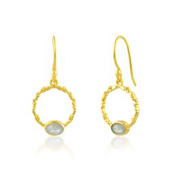 Pendientes Bronce Dorado Mujer PBM0037DOPL Colgante Piedras Minerales Piedra Luna