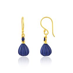 Pendientes Bronce Dorado Mujer PBM0039DOLP Colgante Piedras Minerales Lapislázuli