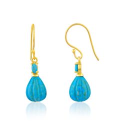 Pendientes Bronce Dorado Mujer PBM0039DOTU Colgante Piedras Minerales Turquesa