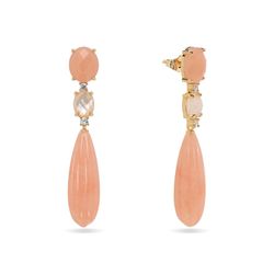 Pendientes Bronce Dorado Mujer PBM0053DOCR Piedras Minerales Cuarzo Rosa