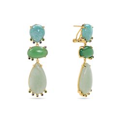 Pendientes Bronce Dorado Mujer PBM0054DOAZ Piedras Minerales Amazonita