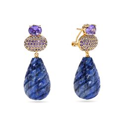 Pendientes Bronce Dorado Mujer PBM0056DOLP Piedras Minerales Lapislázuli