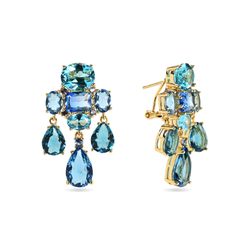 Pendientes Bronce Dorado Mujer PBM0057DOGB Piedras Minerales Glass Blue