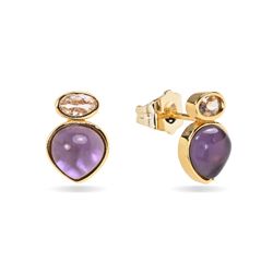 Pendientes Bronce Dorado Mujer PBM0066DOAM Piedras Minerales Amatista