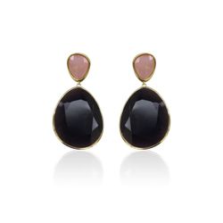 Pendientes Bronce Dorado Mujer PEM0111BRAM Piedras Minerales Amatista