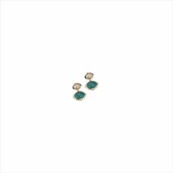 Pendientes Bronce Dorado Sovrani Mujer J11464 Piedras Verdes Bicolor Azul 3,00cm