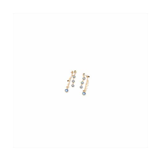 Pendientes Bronce Dorado Sovrani Mujer J11508 Colgante Circonitas Azules 6,00cm
