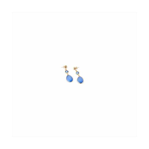 Pendientes Bronce Dorado Sovrani Mujer J11509 Colgante Circonitas Azules 5,00cm