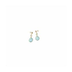 Pendientes Bronce Dorado Sovrani Mujer J11514 Colgante Circonitas Aguamarina 5cm