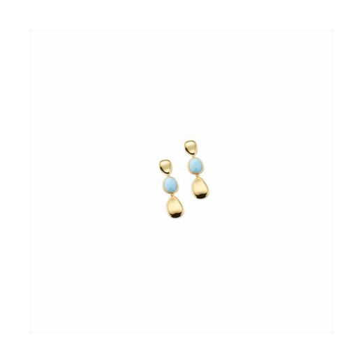 Pendientes Bronce Dorado Sovrani Mujer J11806 Piedra Mineral Turquesa 4,50cm
