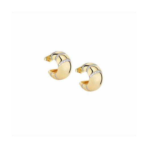 Pendientes Bronce Dorado Sovrani Mujer J11855 Medio Aro C. Circonitas 2,00cm