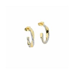 Pendientes Bronce Dorado Sovrani Mujer J11863 Medio Aro C. Circonitas 2,50cm