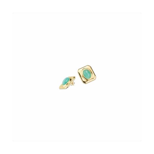 Pendientes Bronce Dorado Sovrani Mujer J11873 Piedra Mineral Verde 3,00cm
