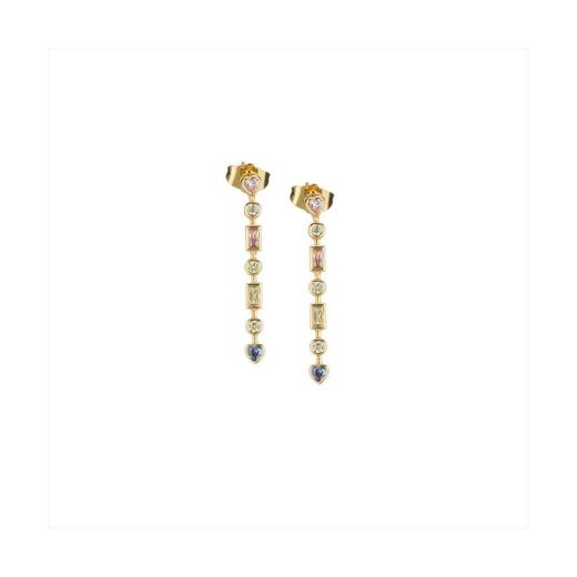 Pendientes Bronce Dorado Sovrani Mujer J12123 Colgante Circonitas Multicolor 3,50cm