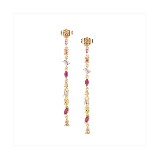 Pendientes Bronce Dorado Sovrani Mujer J12129 Colgante Circonitas Multicolor 7,00cm