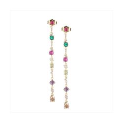 Pendientes Bronce Dorado Sovrani Mujer J12135 Colgante Circonitas Multicolor 7,00cm