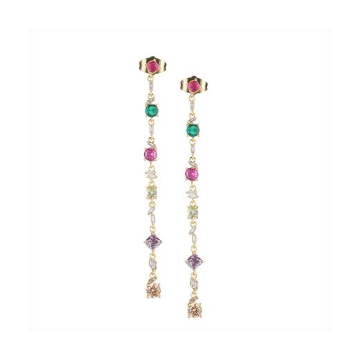 Pendientes Bronce Dorado Sovrani Mujer J12135 Colgante Circonitas Multicolor 7,00cm