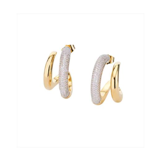 Pendientes Bronce Dorado Sovrani Mujer J12210 Medio Aro C. Circonitas 3,00cm