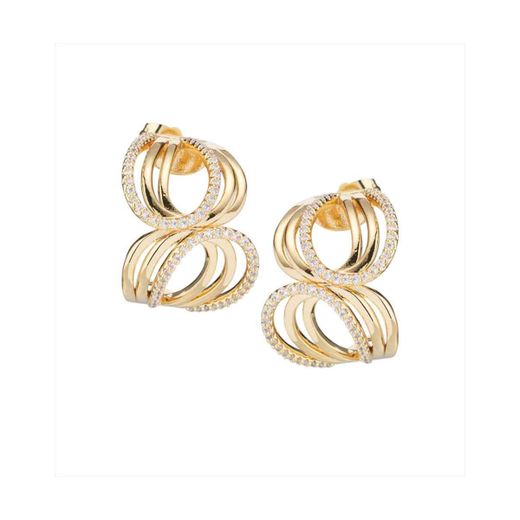 Pendientes Bronce Dorado Sovrani Mujer J12255 Mariposa Calada C. Circonitas 5,00cm