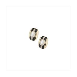 Pendientes Bronce Dorado Sovrani Mujer J12273 Esmaltado Negro C. Piedra Nácar 2,00cm