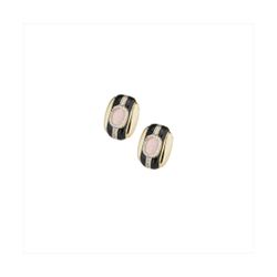 Pendientes Bronce Dorado Sovrani Mujer J12274 Esmaltado Negro C. Piedra Rosa 2,00cm