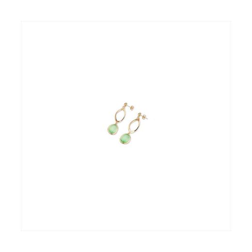 Pendientes Bronce Dorado Sovrani Mujer J12358 Colgante Piedras Verde Agua 6cm