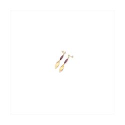 Pendientes Bronce Dorado Sovrani Mujer J12385 Colgante Hoja & Piedra Morada 6,5cm