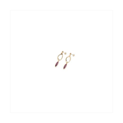Pendientes Bronce Dorado Sovrani Mujer J12388 Colgante Piedras Moradas 5cm