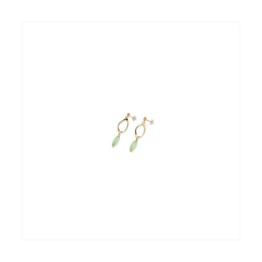 Pendientes Bronce Dorado Sovrani Mujer J12391 Colgante Hoja Turquesa 5cm