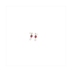 Pendientes Bronce Dorado Sovrani Mujer J12403 Colgante Piedras Granate & Perlas 5cm