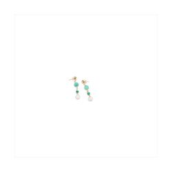 Pendientes Bronce Dorado Sovrani Mujer J12406 Colgante Perlas & Piedras Turquesa 5cm