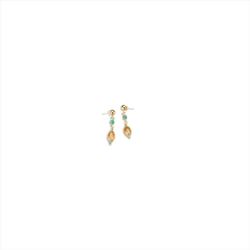 Pendientes Bronce Dorado Sovrani Mujer J12407 Colgante Bolas & Piedras Turquesa 5cm