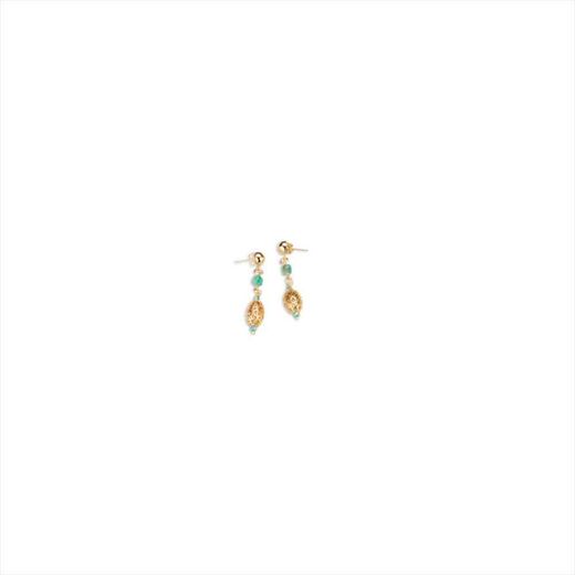 Pendientes Bronce Dorado Sovrani Mujer J12407 Colgante Bolas & Piedras Turquesa 5cm