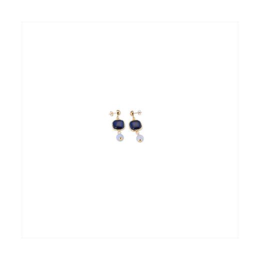 Pendientes Bronce Dorado Sovrani Mujer J12422 Colgantes Piedras Azules Bicolor Lila 5cm