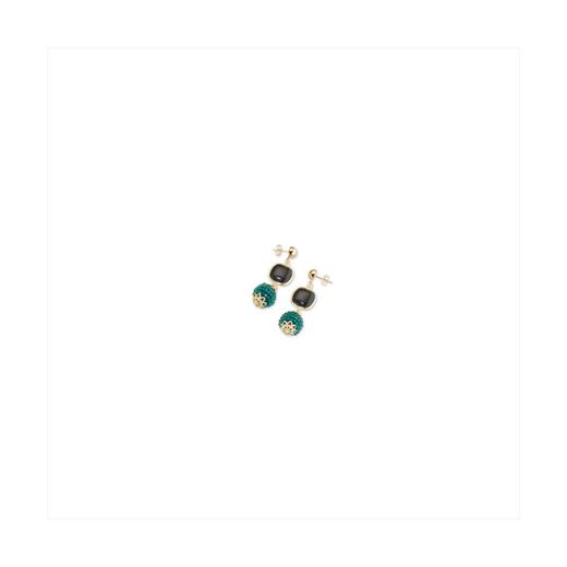 Pendientes Bronce Dorado Sovrani Mujer J12445 Colgante Piedras Esmeralda & Negras 5cm
